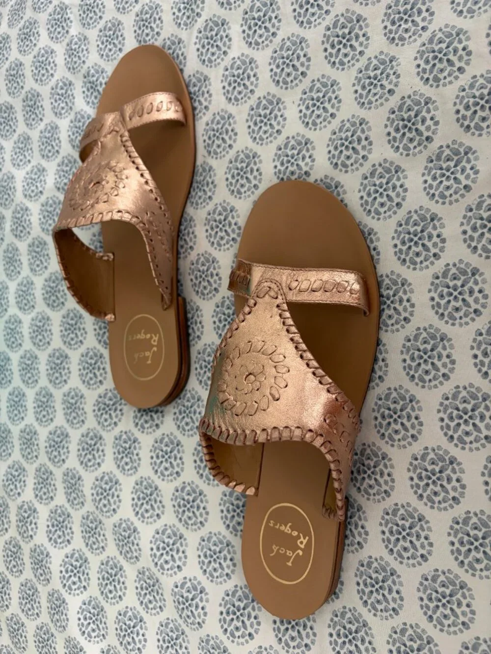 RARE JACK ROGERS Sarah Rose Gold Sandals size 9M